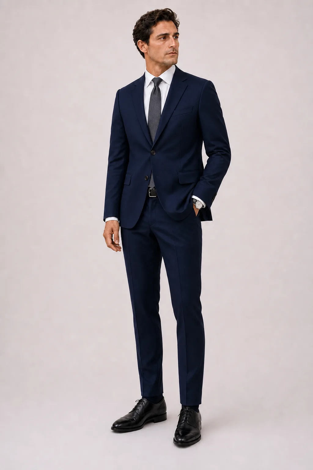 Sport Jacket / Odd Jacket Weiss über Stoffweste, dazu Anzughose Wolle Navy und Oxford — Oxford Schwarz