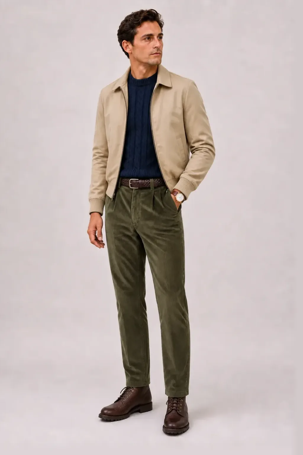 Cord-Hose + Pullover + Blousson