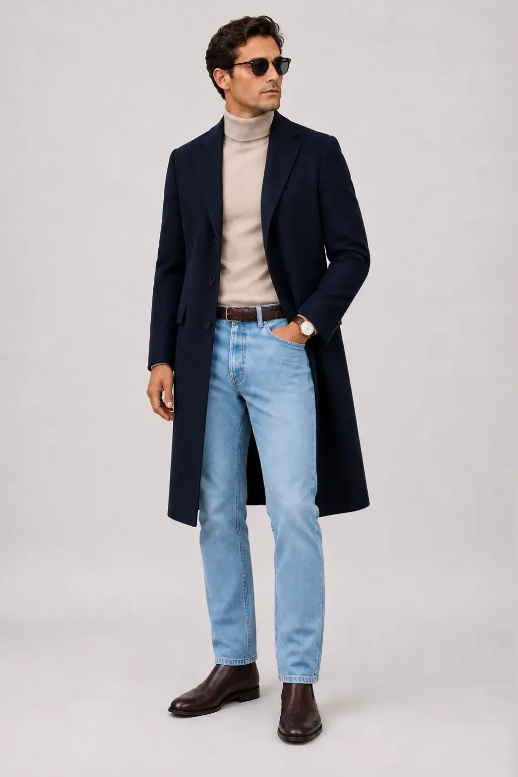 Jeans + Rollkragen + Mantel